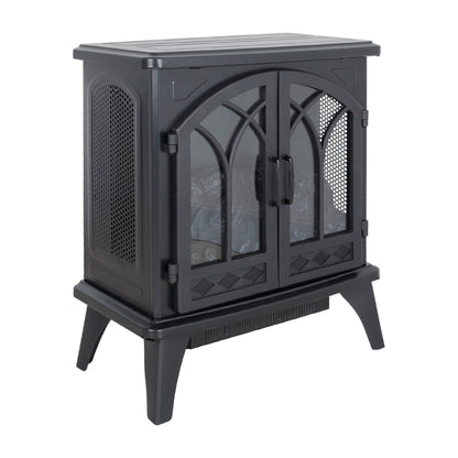 24&quot; 3D Flame Electric Infrared Quartz Fireplace Stove With Remote Control - Antique Black