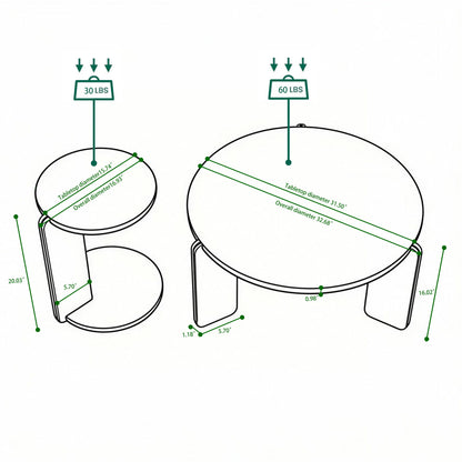 Round Coffee &amp; End Table Set
