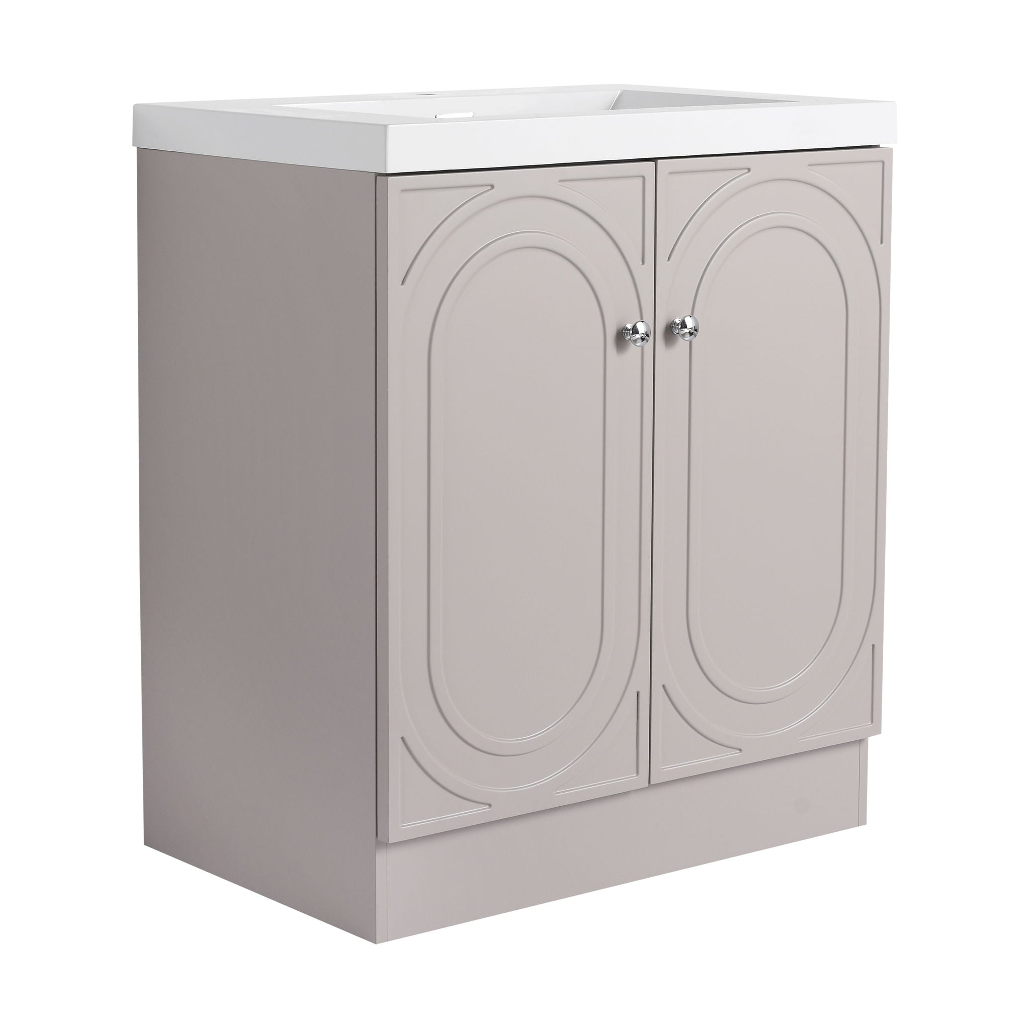 Contemporary Freestanding Bathroom Vanity With Resin Sink &amp; Soft-Close Cabinet Doors