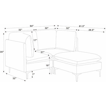 Upholstered Modular Sectional &amp; Tall Legs