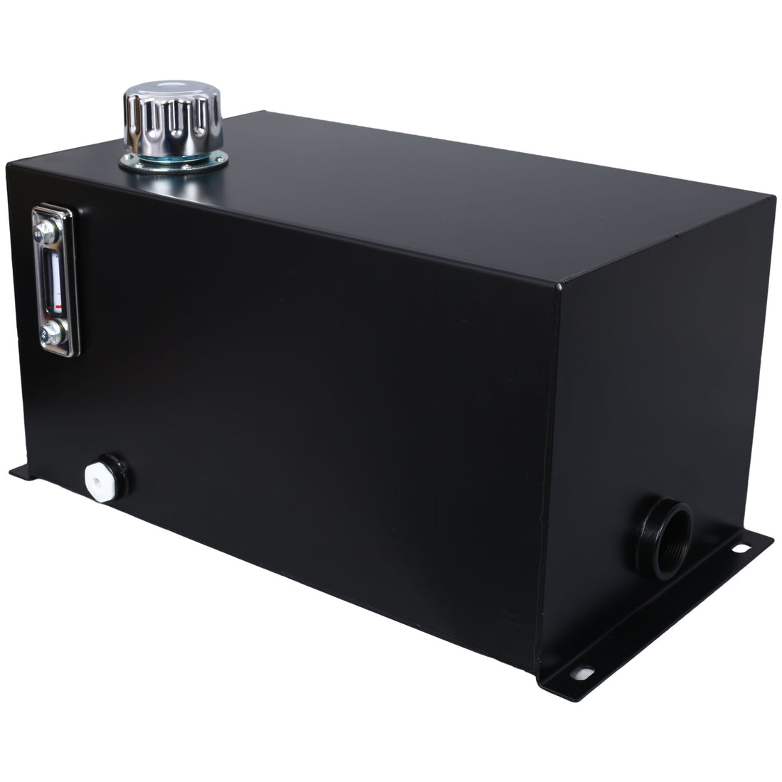 Heavy Duty Hydraulic Fluid Tank 10 Gal Steel Reservoir With Strainer, Gauge &amp; Breather Cap For Tractors &amp; Trucks - Black