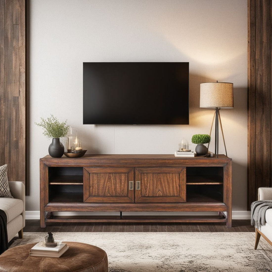 Branson - TV Stand Console, For TVs Up To 85&quot;, Two Tone - Brown