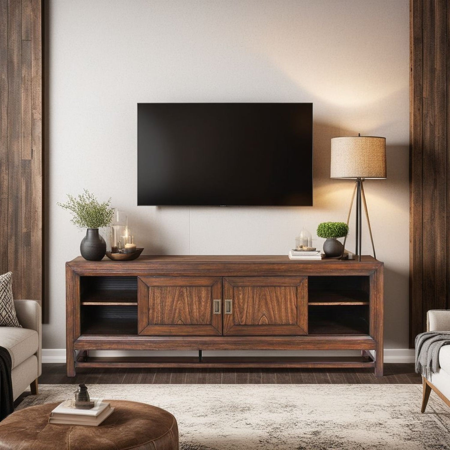 Branson - TV Stand Console, For TVs Up To 85&quot;, Two Tone - Brown
