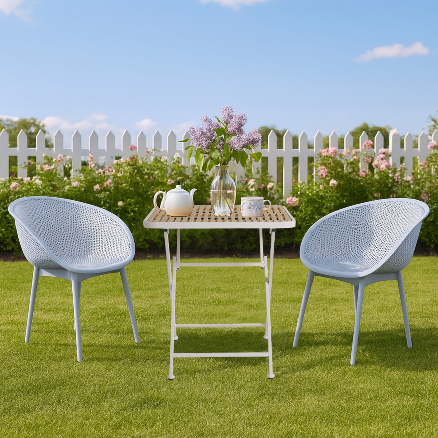 2 Pack Lounge Chair Set &amp; Folding Square Table