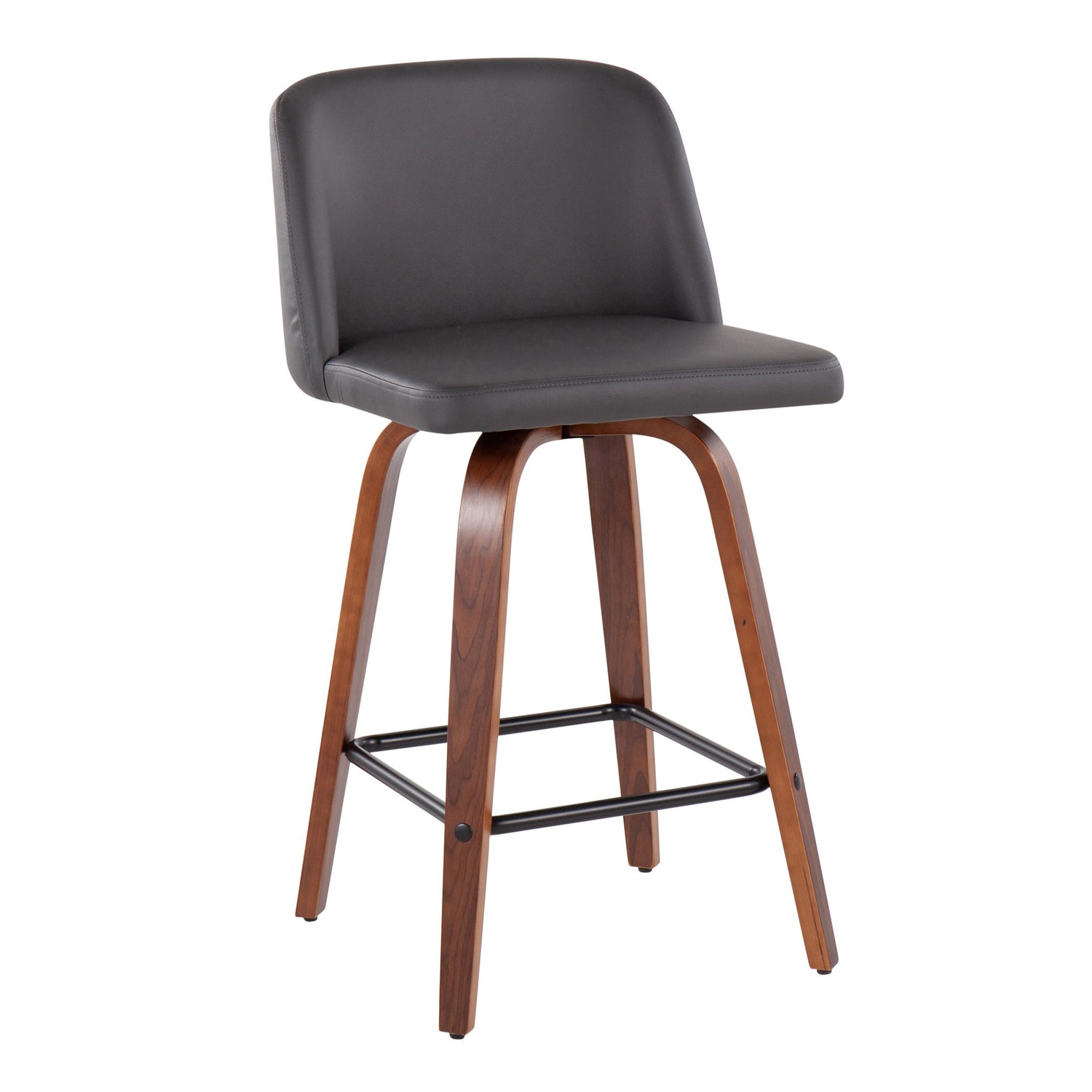 Toriano - Mid Century Modern Fixed Height Counter Stool &amp; Square Footrest (Set of 2)