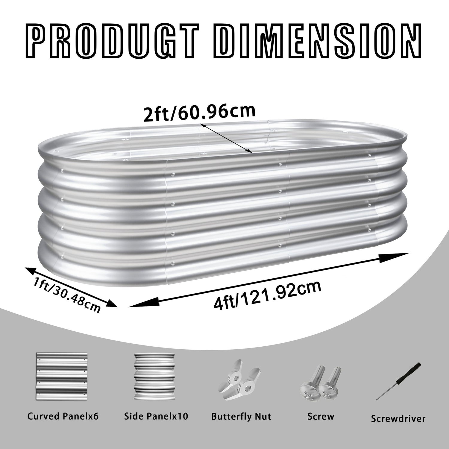 Heavy Duty Galvanized Raised Garden Bed Kit For Vegetables, Flowers &amp; Herbs
