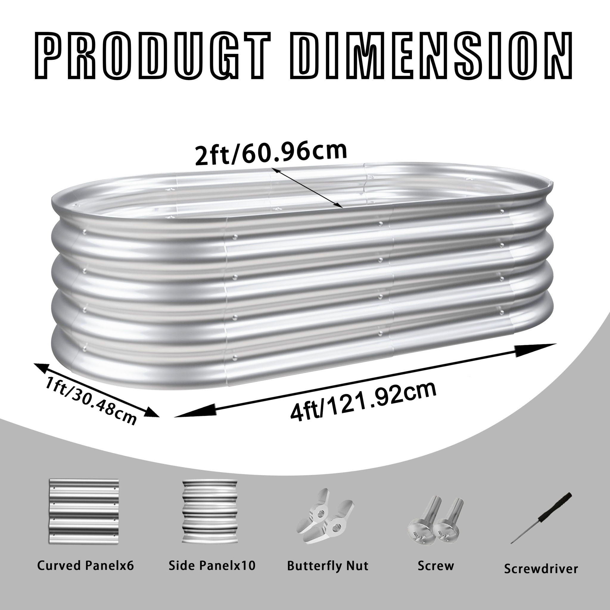 Heavy Duty Galvanized Raised Garden Bed Kit For Vegetables, Flowers &amp; Herbs