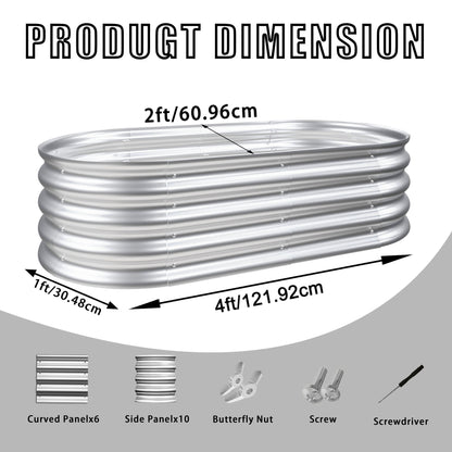 Heavy Duty Galvanized Raised Garden Bed Kit For Vegetables, Flowers &amp; Herbs