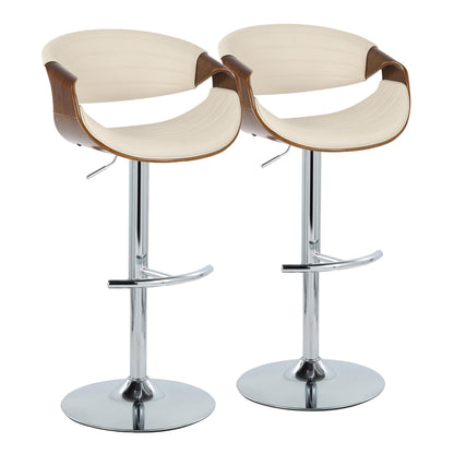 Symphony - Mid Century Modern Adjustable Barstool &amp; Swivel With Rounded T Footrest (Set of 2)