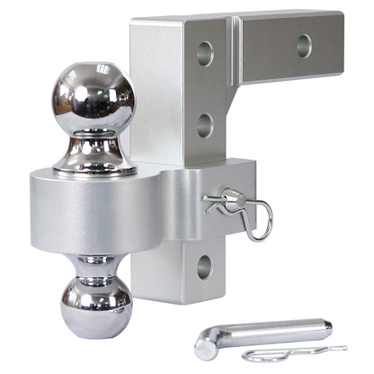 Alu - Adjustable Trailer Drop Hitch With 2&quot; Receiver, 6&quot; Adjustable - Silver