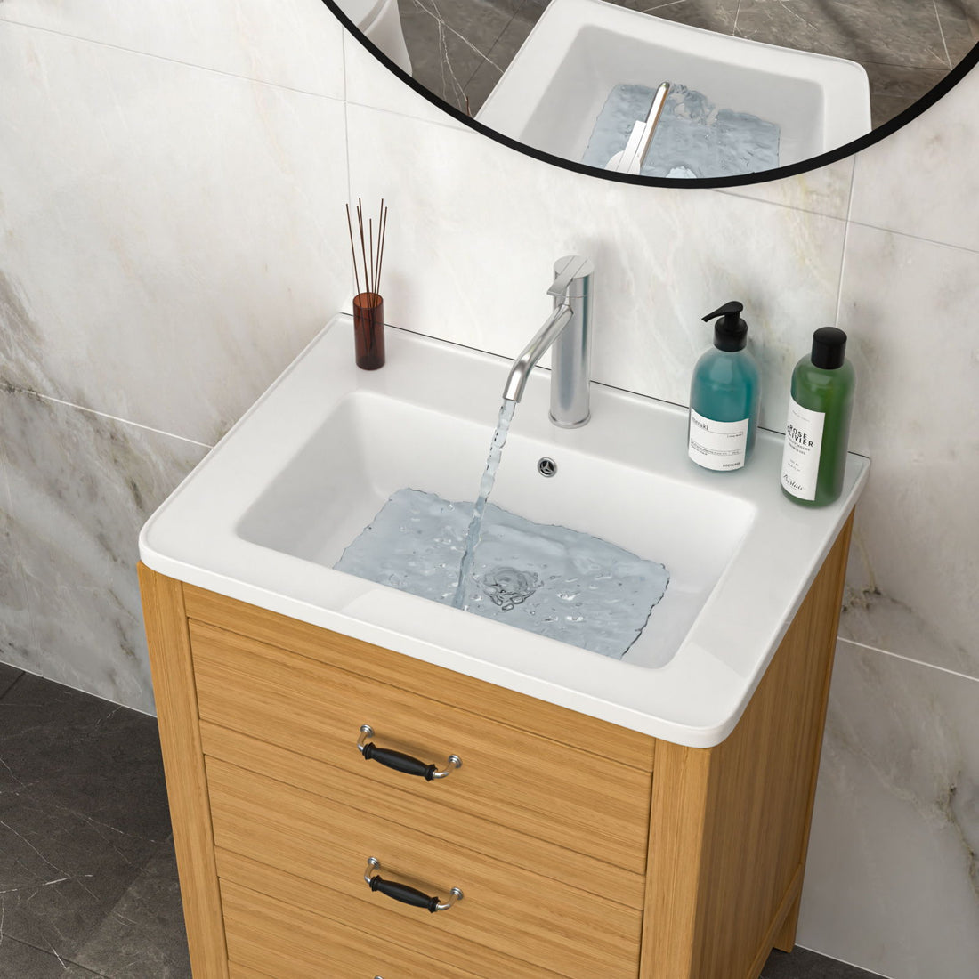 Rectangular Single Vanity Top With 1 Faucet Hole And Overflow, 28 X 19&quot; - White