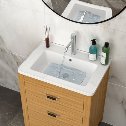 Rectangular Single Vanity Top With 1 Faucet Hole And Overflow, 28 X 19&quot; - White