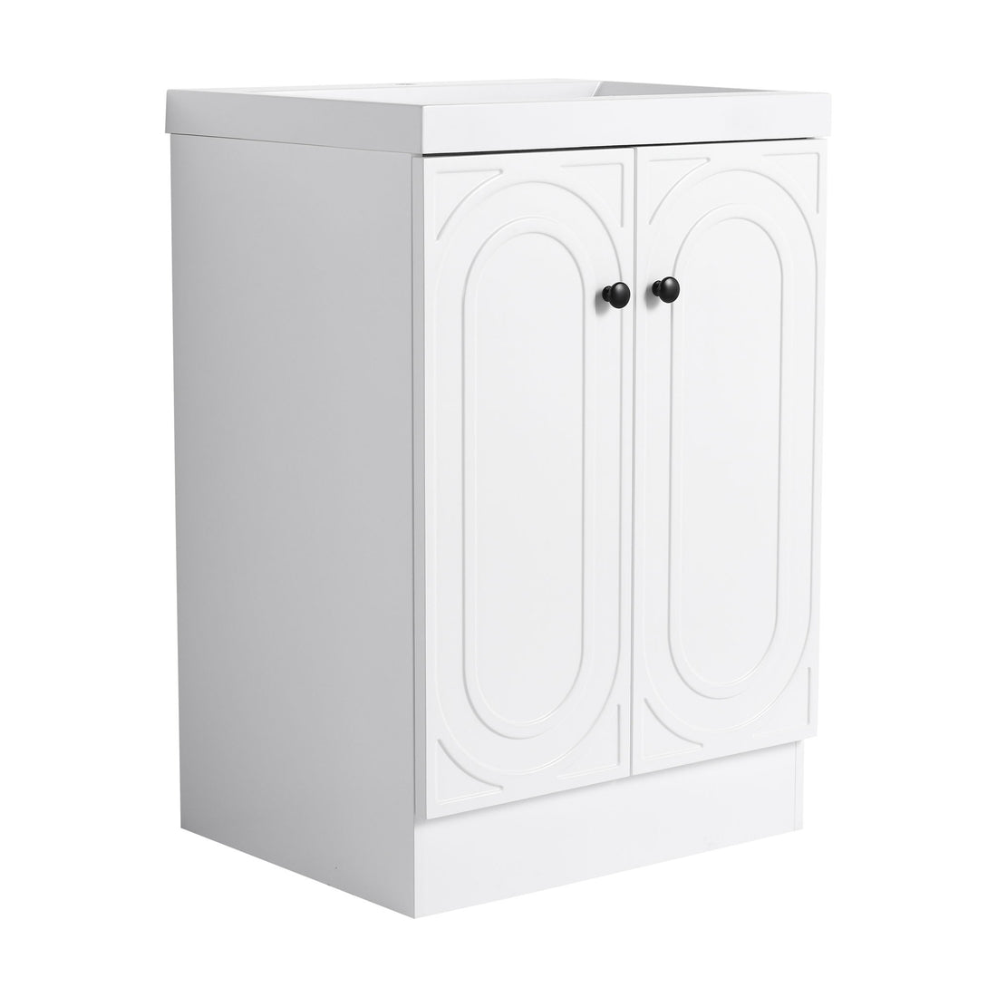 Contemporary Freestanding Bathroom Vanity With Resin Sink &amp; Soft-Close Cabinet Doors