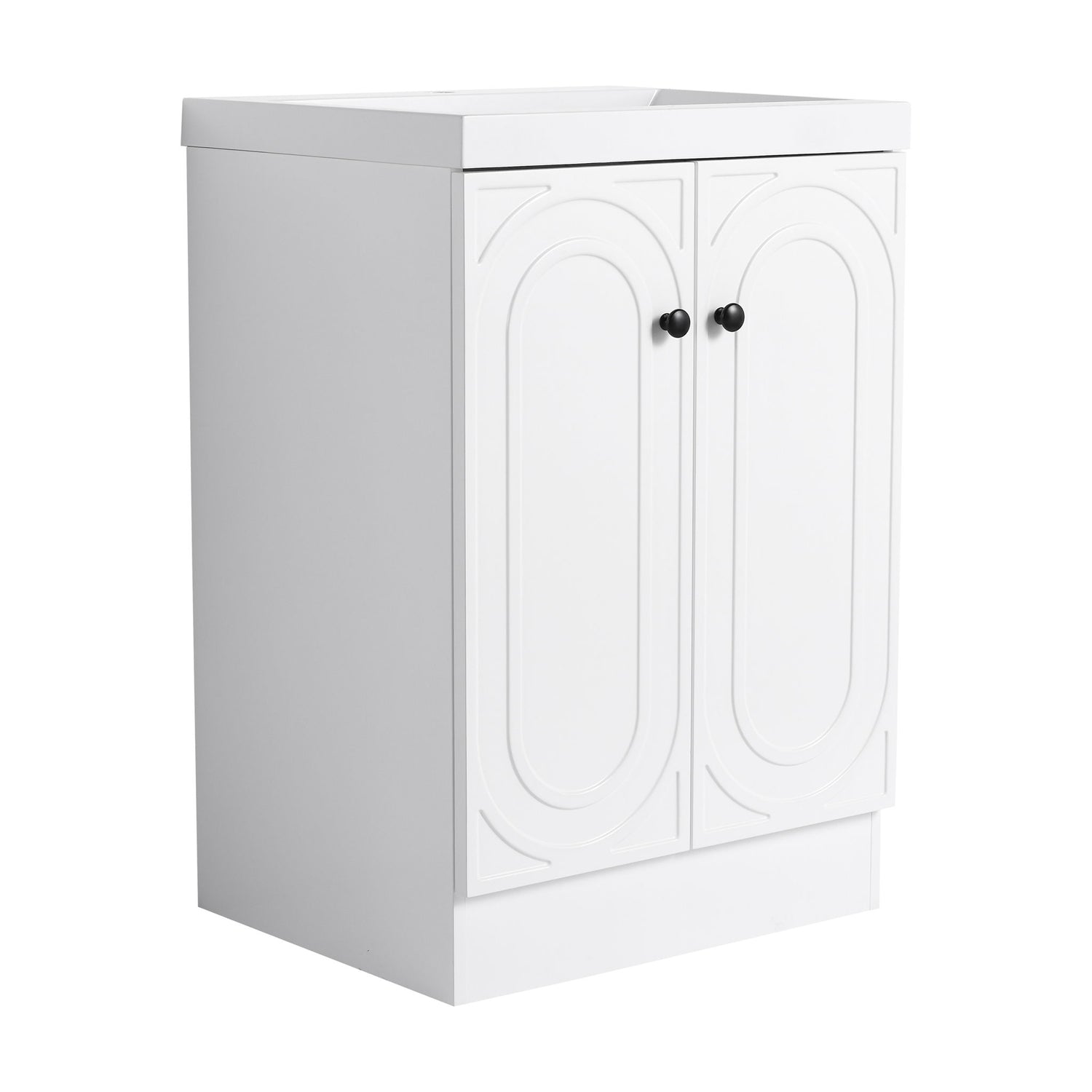 Contemporary Freestanding Bathroom Vanity With Resin Sink &amp; Soft-Close Cabinet Doors