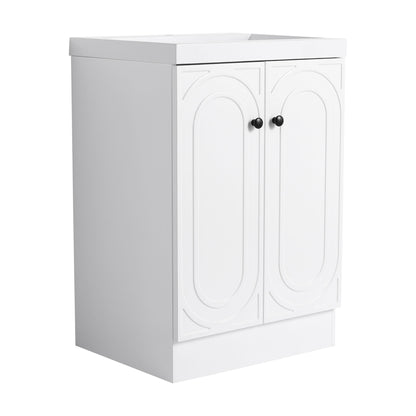 Contemporary Freestanding Bathroom Vanity With Resin Sink &amp; Soft-Close Cabinet Doors