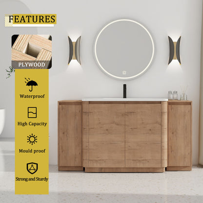 Freestanding Bathroom Vanity With Sink, 2 Small Storage Cabinets, Soft Close Doors