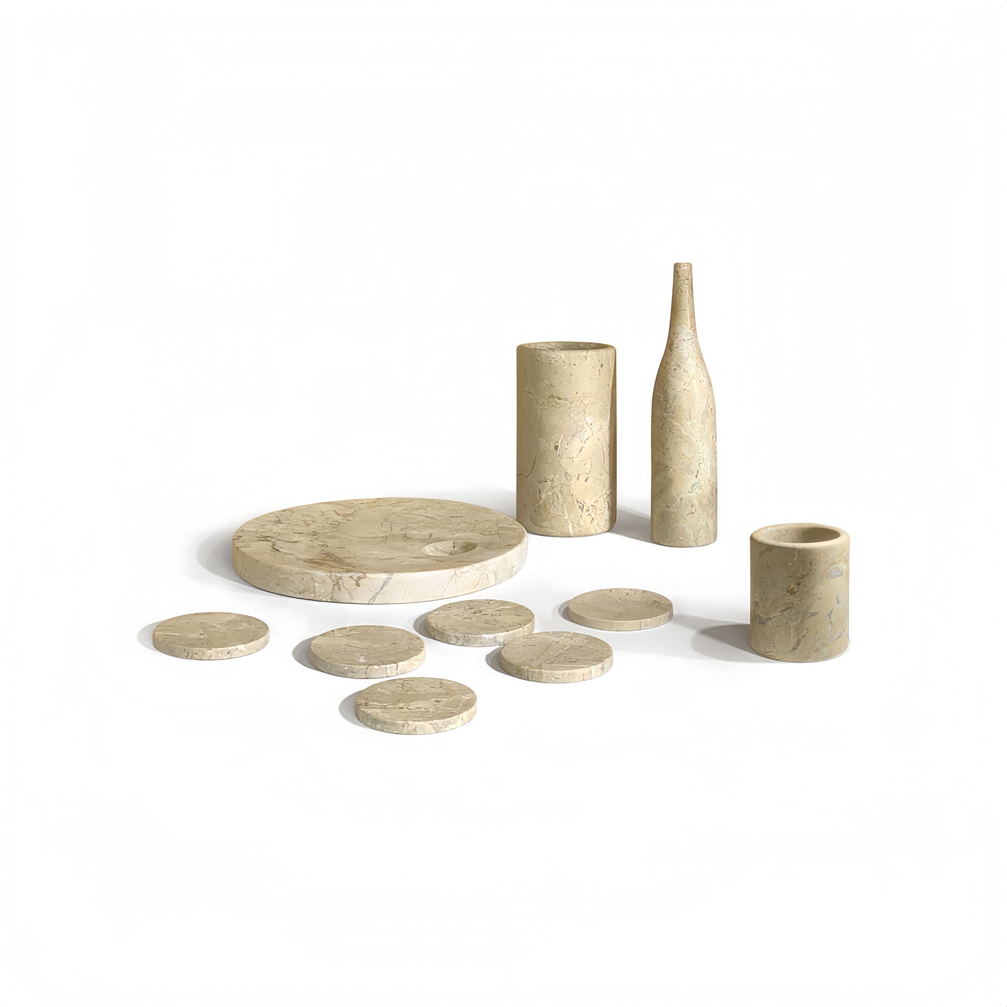 10 Pieces Luxury Natural Marble Dining Room Accessories Set