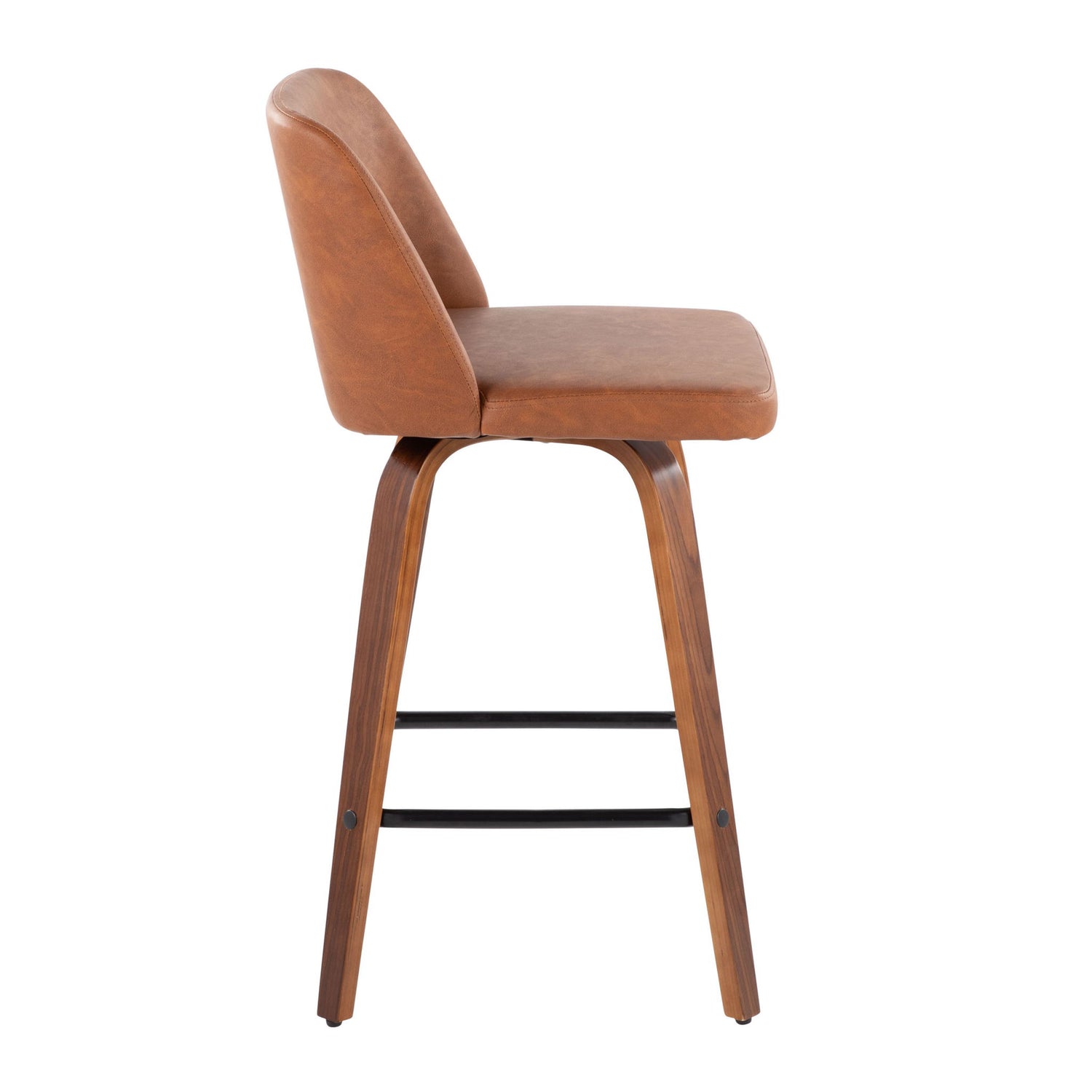 Toriano - Mid Century Modern Fixed Height Counter Stool &amp; Square Footrest (Set of 2)