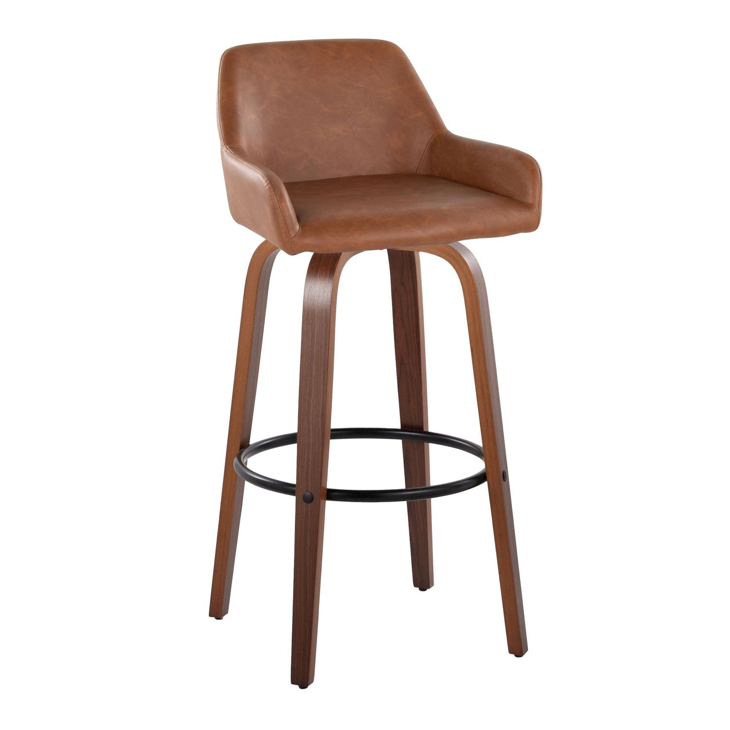 Daniella - Contemporary Fixed Height, Barstool &amp; Swivel And Round Footrest (Set of 2)