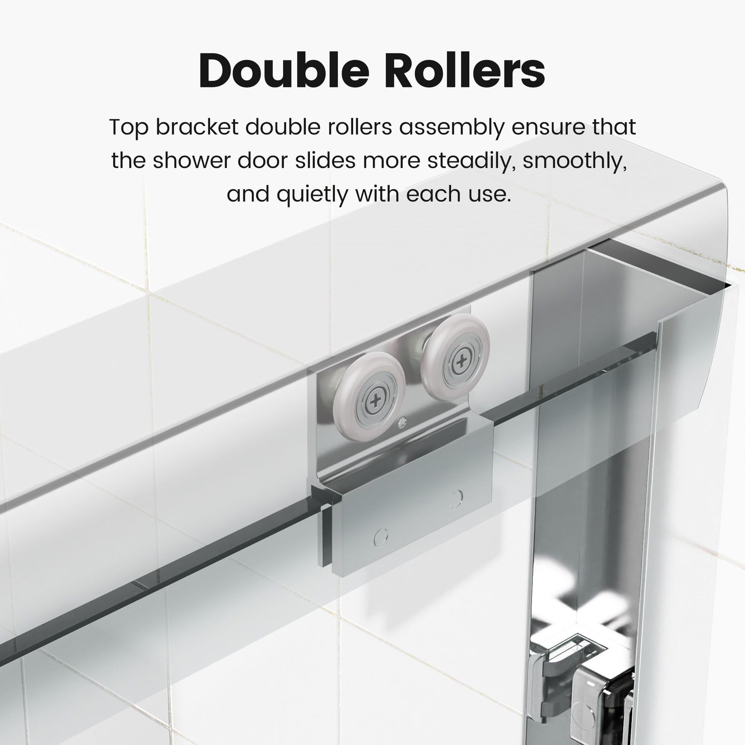 Semi-Frameless Double Sliding Shower Door, Bypass Shower Door, 1 / 4&quot; (6Mm) Thick SGCC Tempered Glass Door