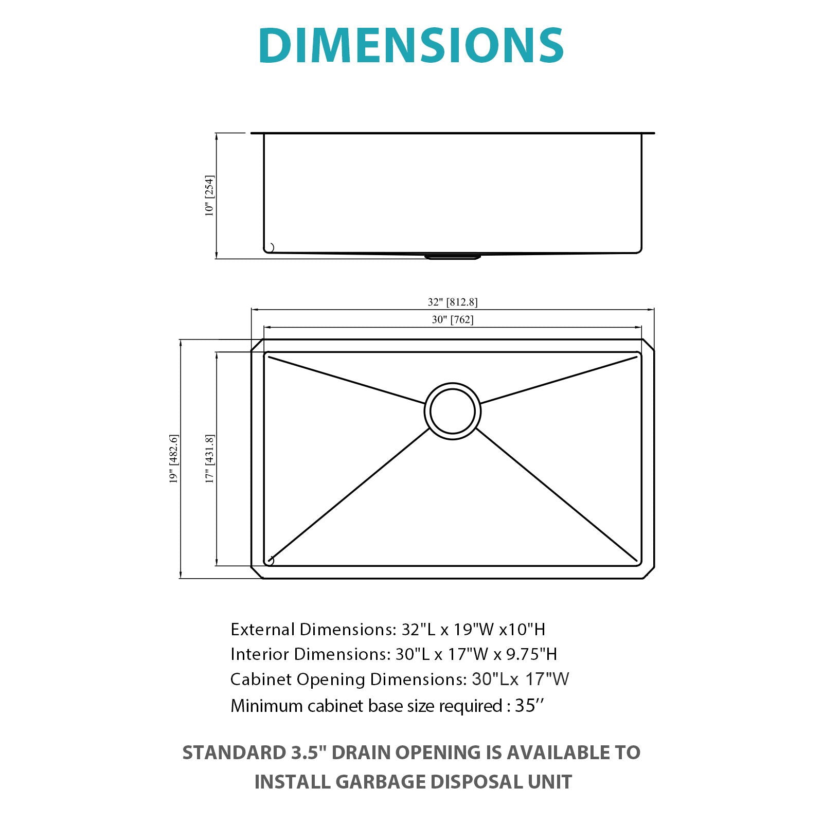 Gold Finish Undermount Stainless Steel Kitchen Sink 32&quot; X 19&quot; 16 Gauge Deep Single Bowl