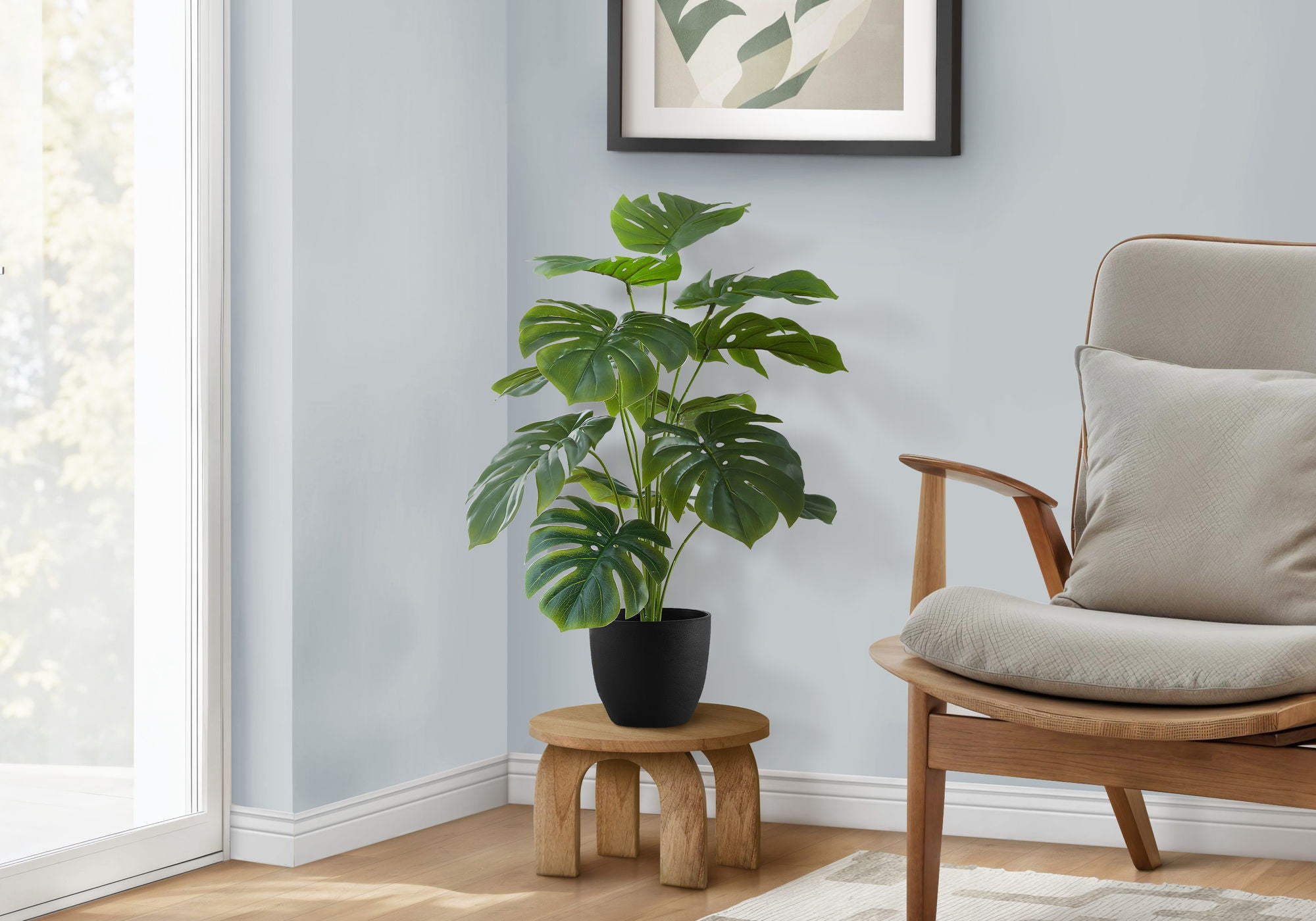 24&quot; Tall, Artificial Plant, Monstera, Indoor, Faux, Fake, Table, Greenery, Potted, Real Touch, Decorative - Green / Black