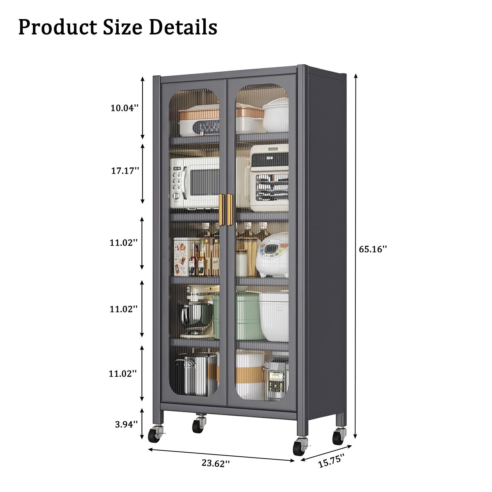 6 Tier Storage Cabinet With Transparent Door, Adjustable Shelves &amp; Wheels