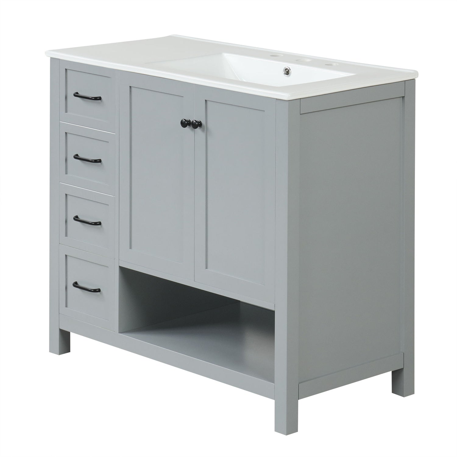 Modern Bathroom Vanity With Sink Top, 2 Doors And 2 Drawers