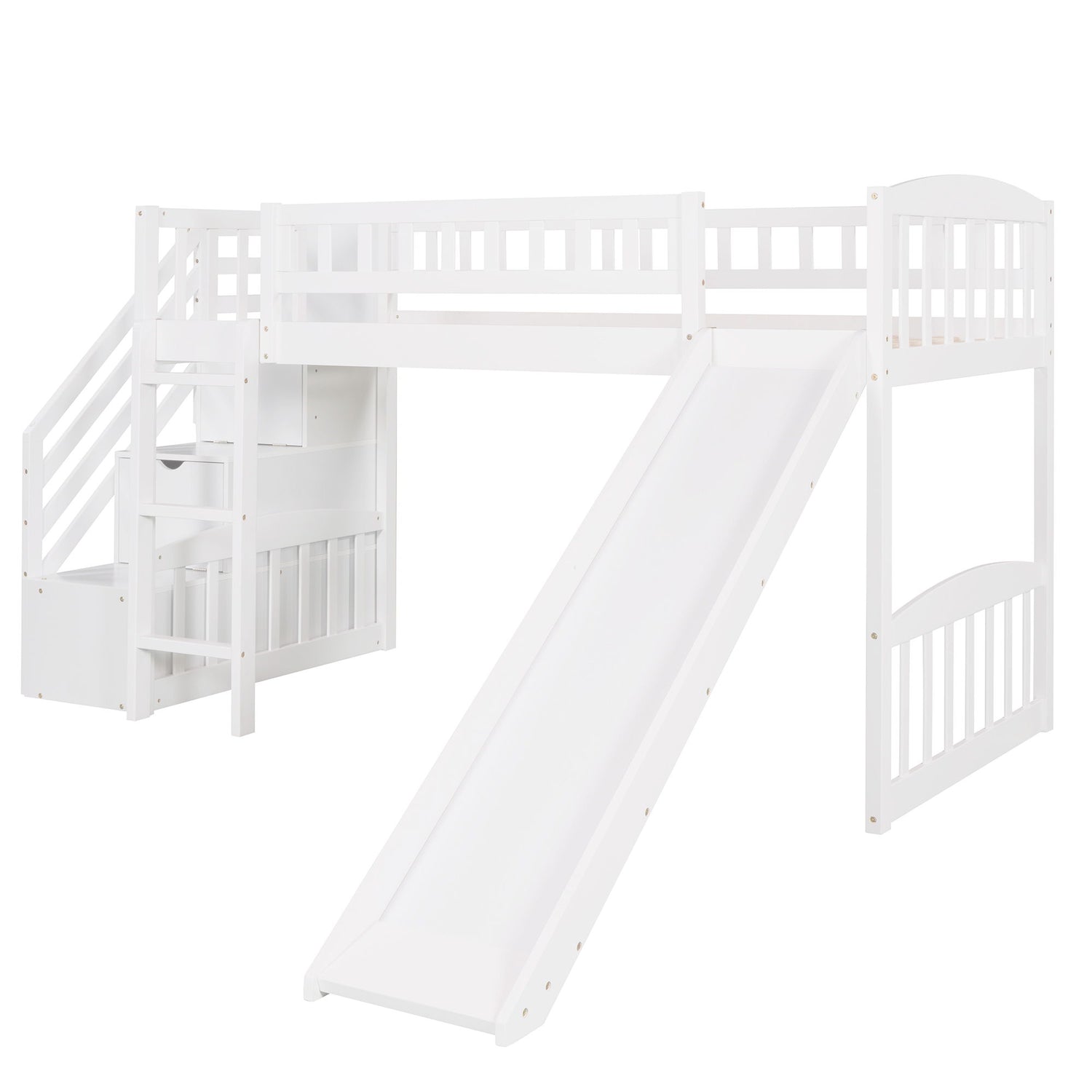 Loft Stairway Bed With 2 Drawers And Slide