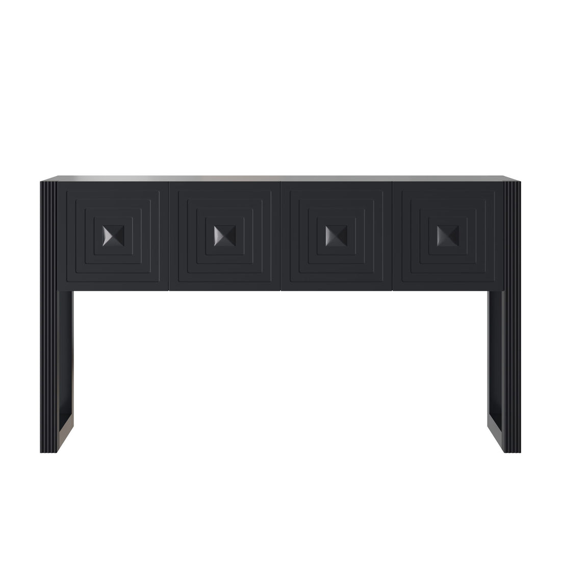 Geometric Carved Console Table With 3 Soft Close Drawers