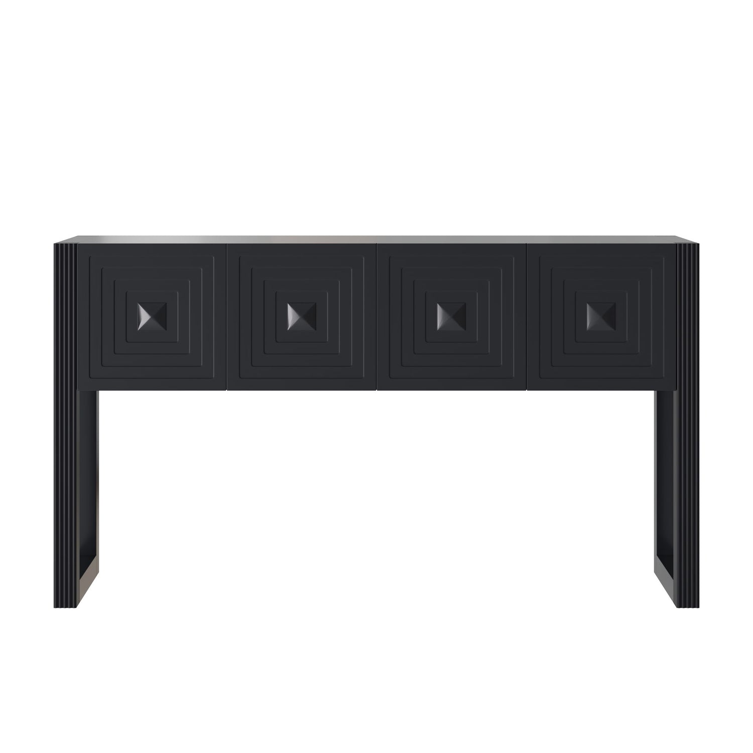 Geometric Carved Console Table With 3 Soft Close Drawers