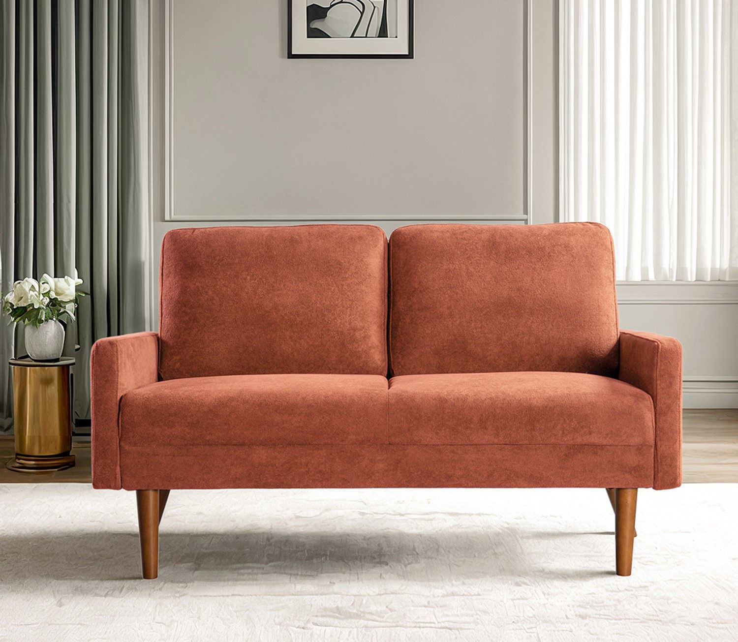 Loveseat Sofa, European Style With Sleek Design, Modern &amp; Vintage Flair, Upholstered 2 Seater Couch