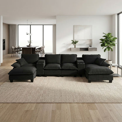 Modular Cloud Couch Sofa With Cup Holders &amp; Storage, USB Port