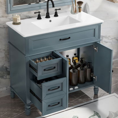 Bathroom Vanity With Sink, Freestanding Cabinet &amp; Drawers