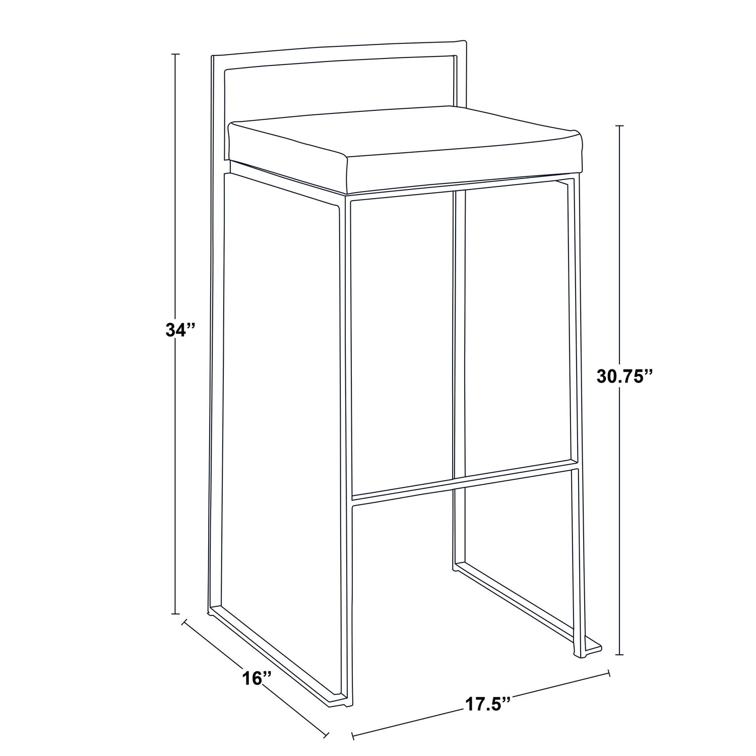 Fuji - Contemporary / Glam &amp; Quality Construction Barstool
