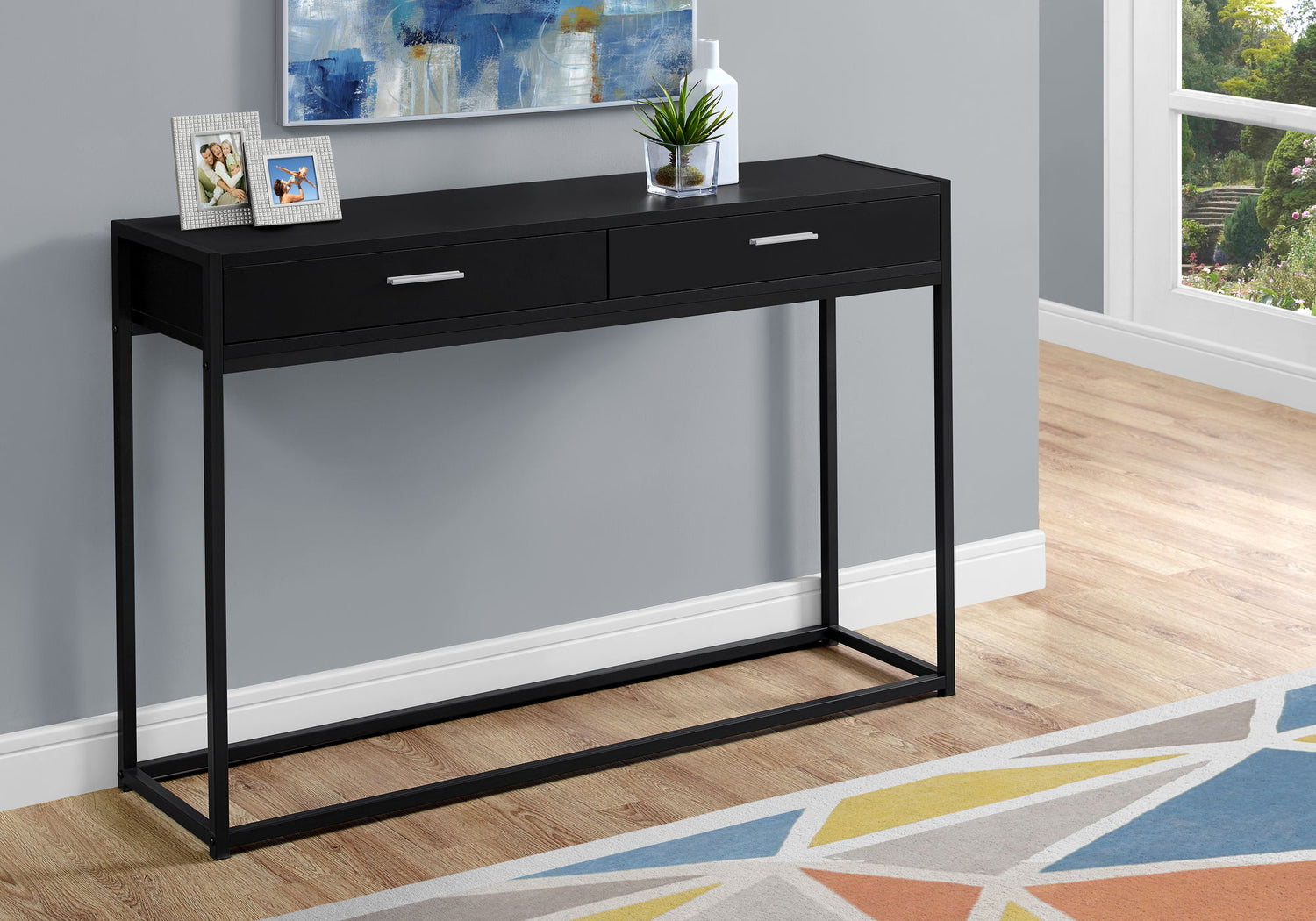 Accent Console Table For Entryway, Storage Drawers, Contemporary &amp; Modern