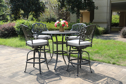 Round 41.97&quot; Long Bar Height Dining Set With Cushions