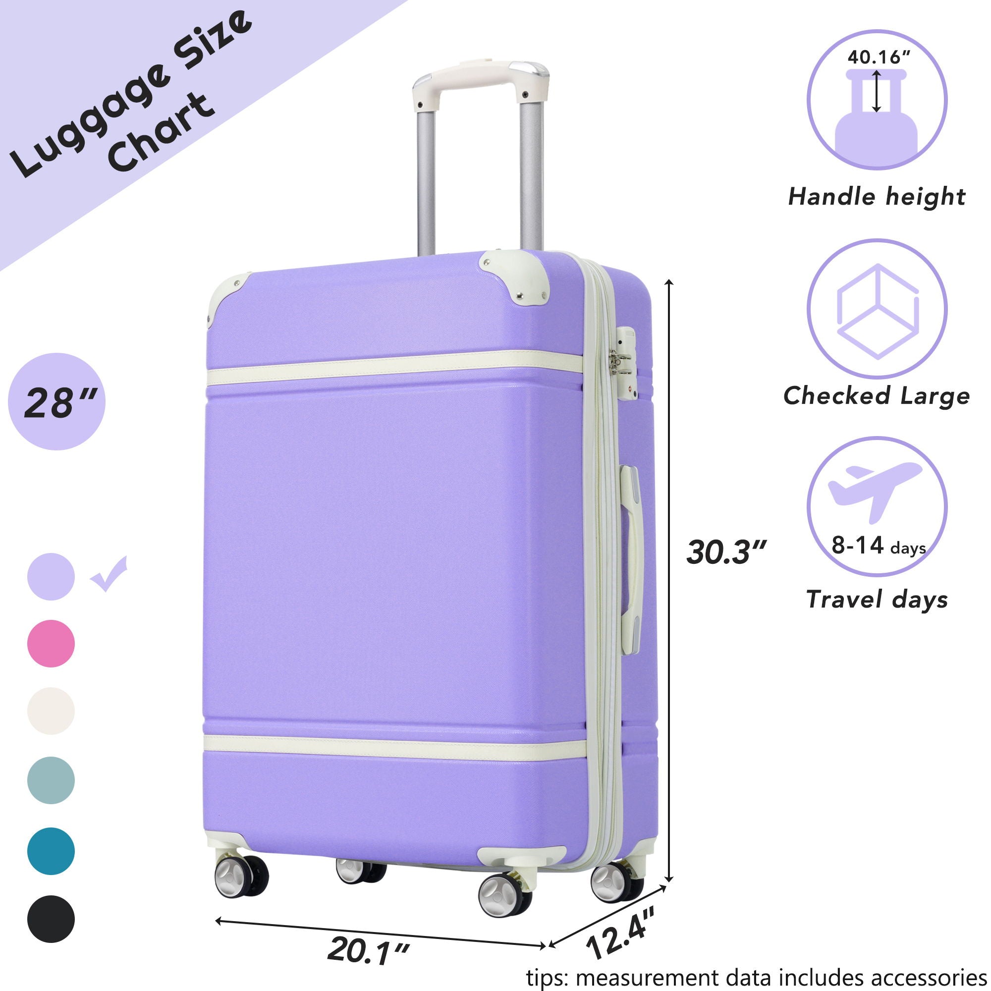 Hardshell Luggage With Tsa Lock, 28&quot; Expandable Lightweight Suitcase With Spinner Wheels, Single Vintage Luggage