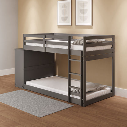 Gaston - Bunk Bed Twin Over Twin With 4 Drawers &amp; 3 Compartments - Gray