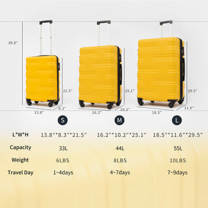Hardshell Luggage Sets 3 Pieces Spinner Suitcase With Tsa Lock Lightweight 20&quot; 24&quot; 28&quot;