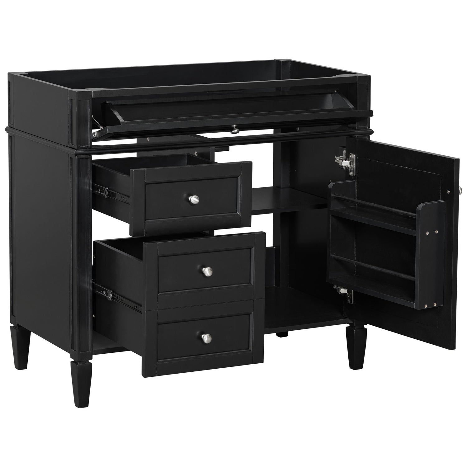 Bathroom Vanity With 2 Drawers And Tip-Out Drawer, Storage Cabinet