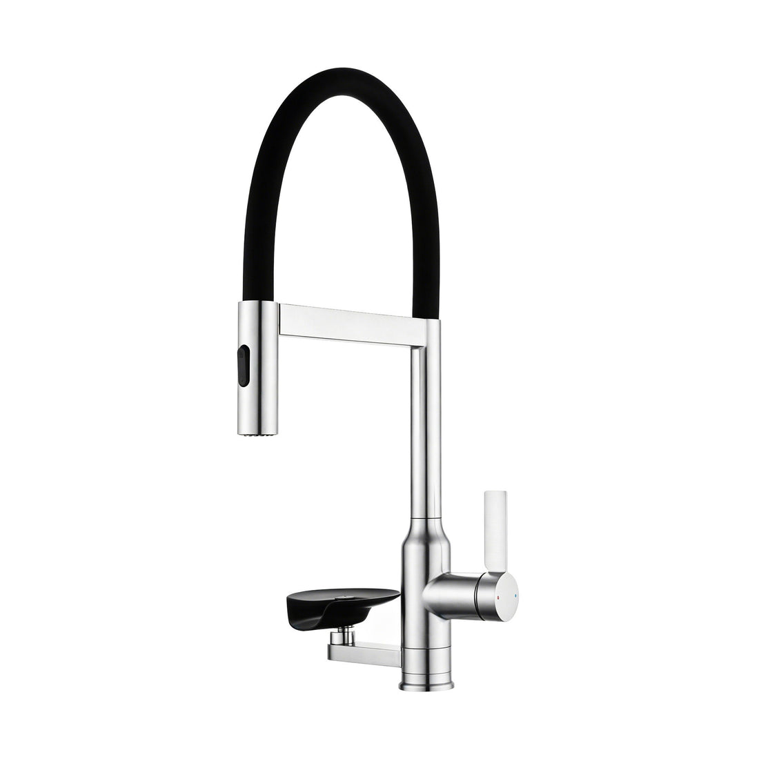 Kitchen Faucet With Magnetic Pull Out Sprayer, 360 Degree Swivel Single Handle High Arc Kitchen Sink Faucet With Glass Rinser - Brushed Nickel