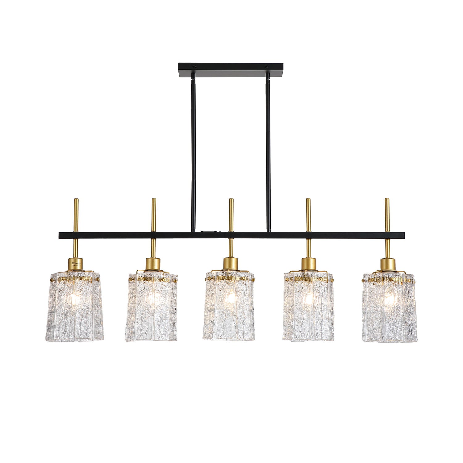 Chandelier 5 Light, Fixture Over Table - Black / Gold