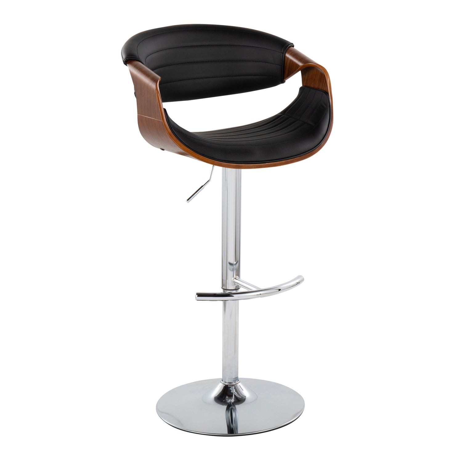 Symphony - Mid Century Modern Adjustable Barstool &amp; Swivel With Rounded T Footrest (Set of 2)