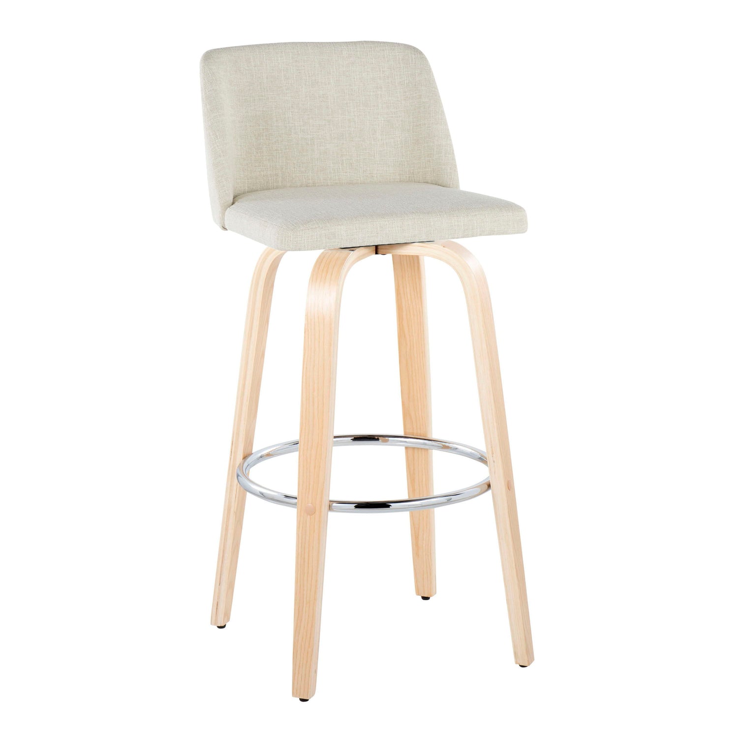 Toriano - Contemporary, Fixed Height Barstool Swivel &amp; Round Footrest (Set of 2)