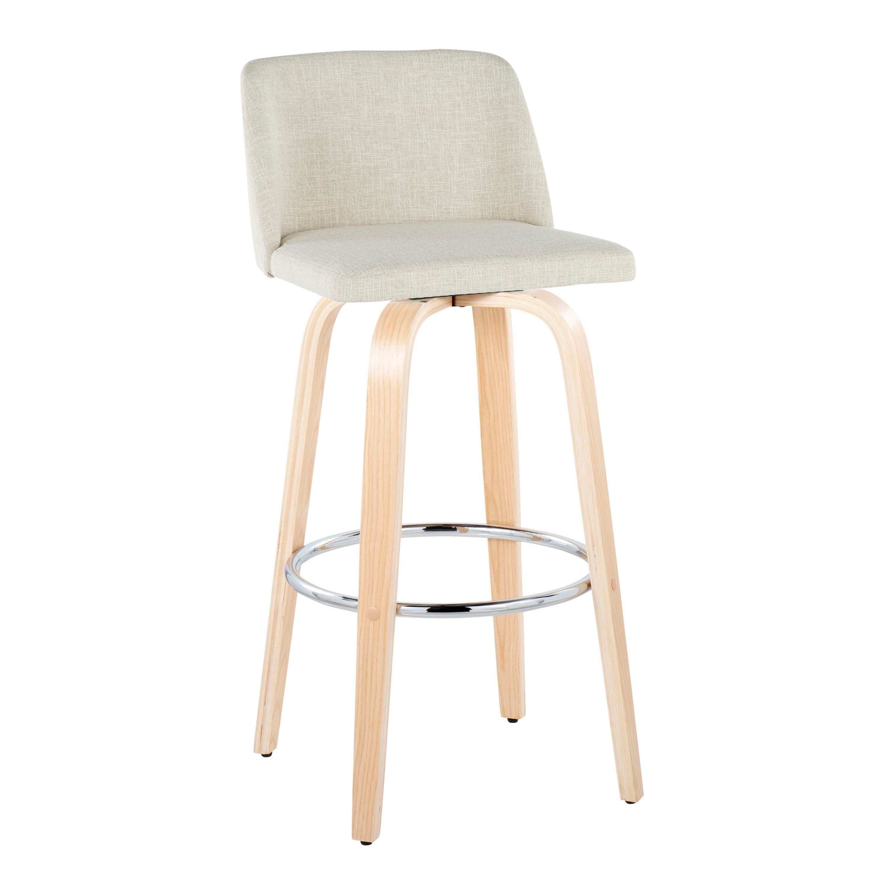Toriano - Contemporary, Fixed Height Barstool Swivel &amp; Round Footrest (Set of 2)