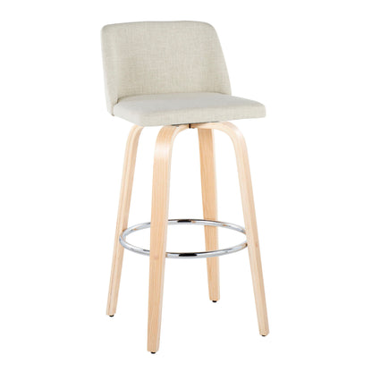Toriano - Contemporary, Fixed Height Barstool Swivel &amp; Round Footrest (Set of 2)