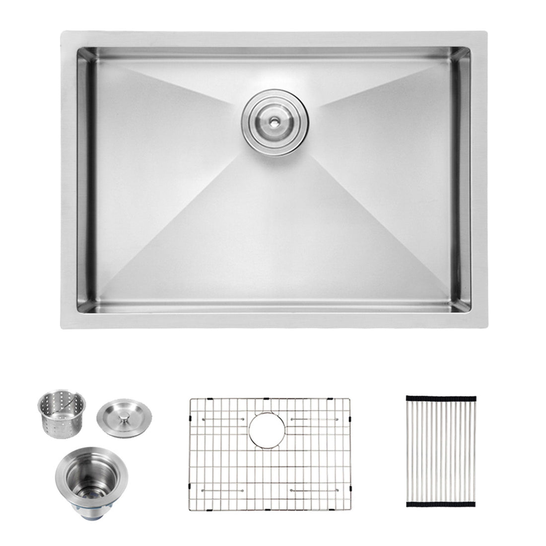 28&quot; Undermount Kitchen Sink With, 10&quot; Deep, Single Bowl, Rounded Corners - Brushed Nickel