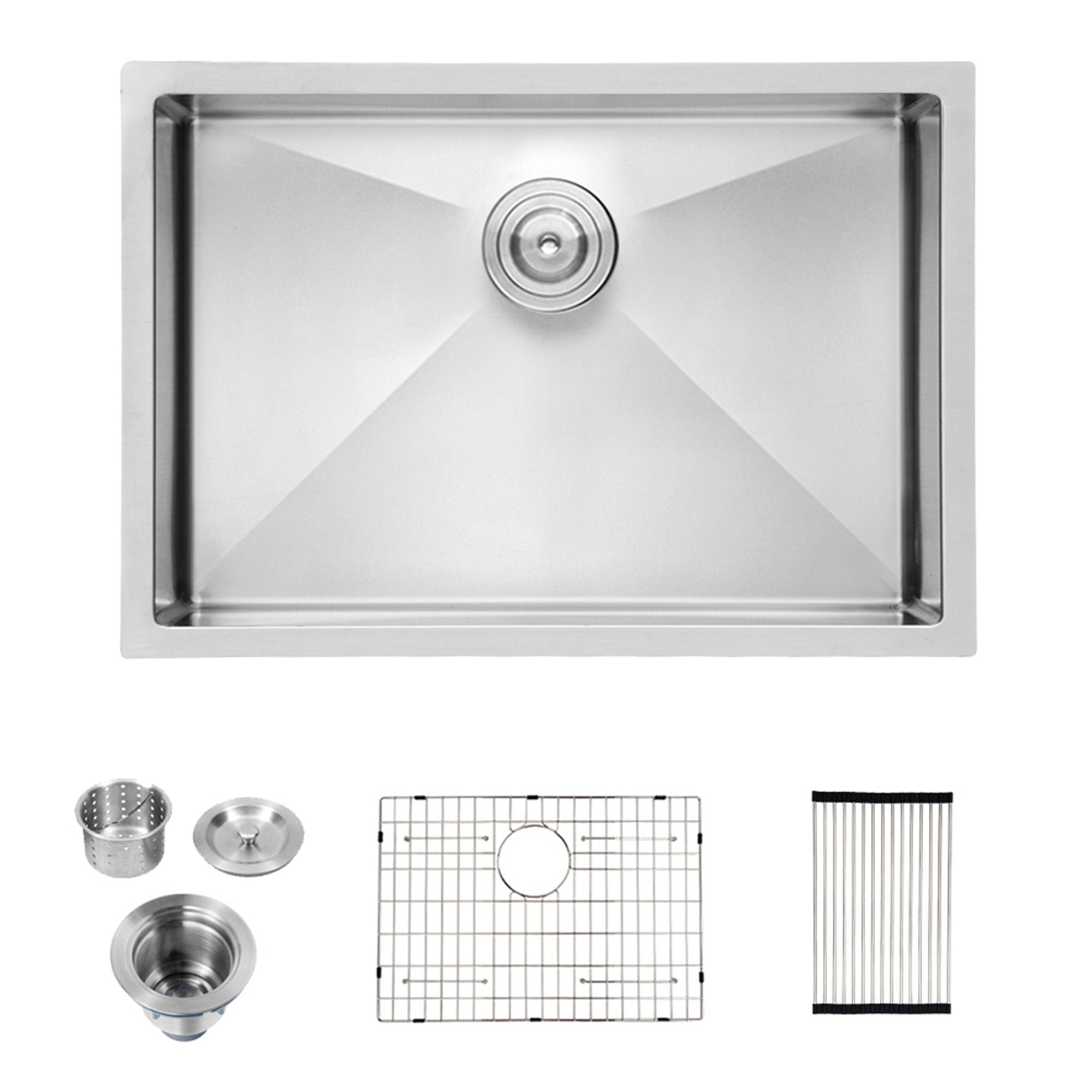 28&quot; Undermount Kitchen Sink With, 10&quot; Deep, Single Bowl, Rounded Corners - Brushed Nickel