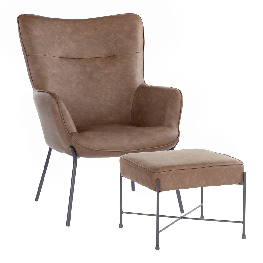 Izzy - Industrial Lounge Chair &amp; Ottoman Set